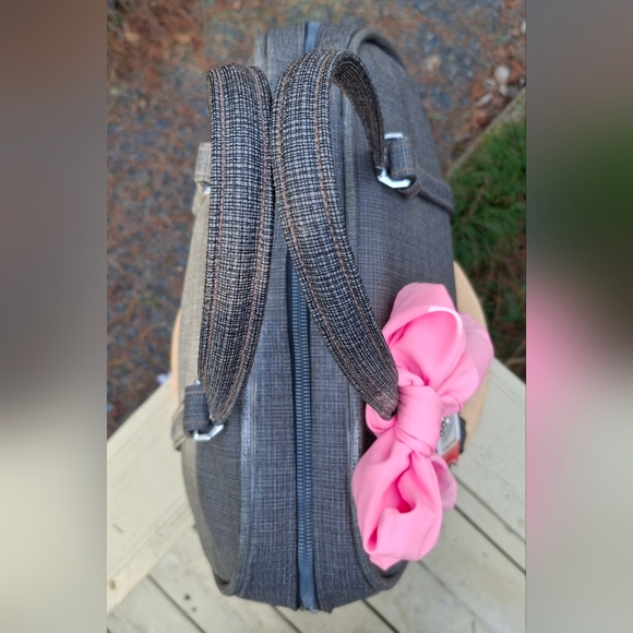 VTG 1960's American Tourister Grey Faux Tweed Tiara Carry On Satchel Travel Bag - Picture 10 of 16